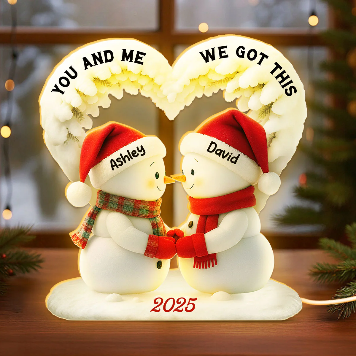 Snowmen Couple From Our First Kiss Till Our Last Breath - Personalized Light Box - Christmas Gift for Couples - Image 3