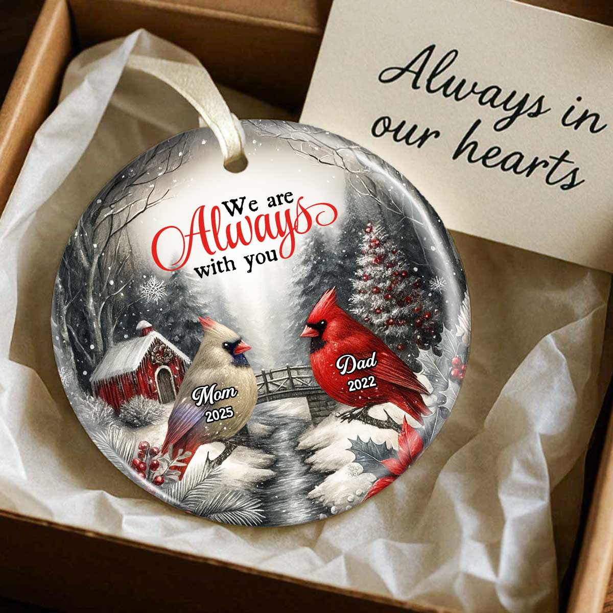 Snowy Winter Scenery Memorial Personalized Ceramic Ornament, Heartwarming Gift for Loved Ones, Christmas Sympathy Gift - Image 4