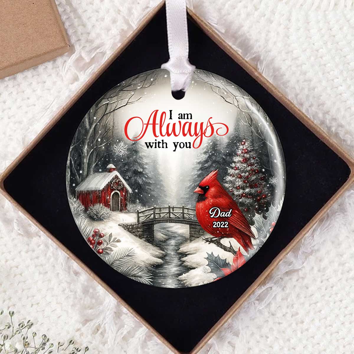 Snowy Winter Scenery Memorial Personalized Ceramic Ornament, Heartwarming Gift for Loved Ones, Christmas Sympathy Gift - Image 5