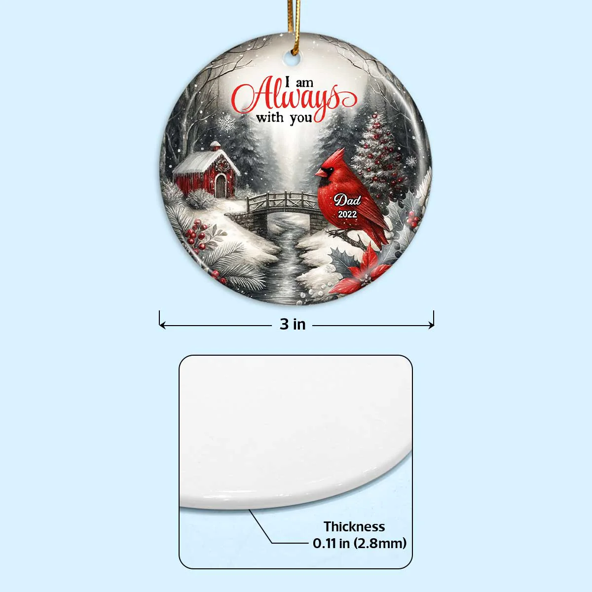 Snowy Winter Scenery Memorial Personalized Ceramic Ornament, Heartwarming Gift for Loved Ones, Christmas Sympathy Gift - Image 7