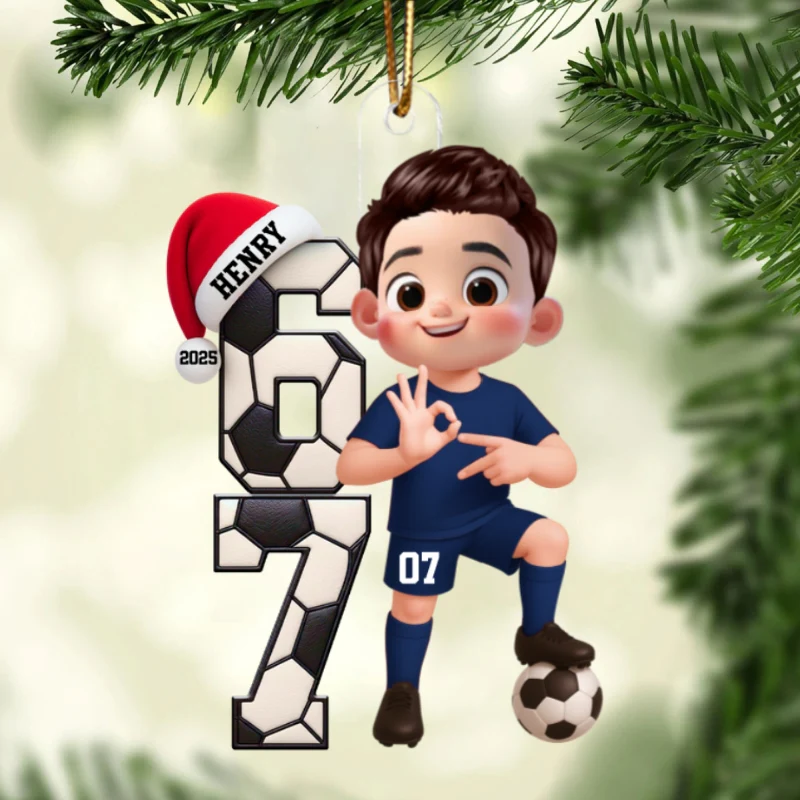 Soccer Boy and Girl Custom Six Seven 67 - Personalized Acrylic Ornament - Teen Slang Funny Tree Decor, Funny Teen Grandkid Gift - Image 10