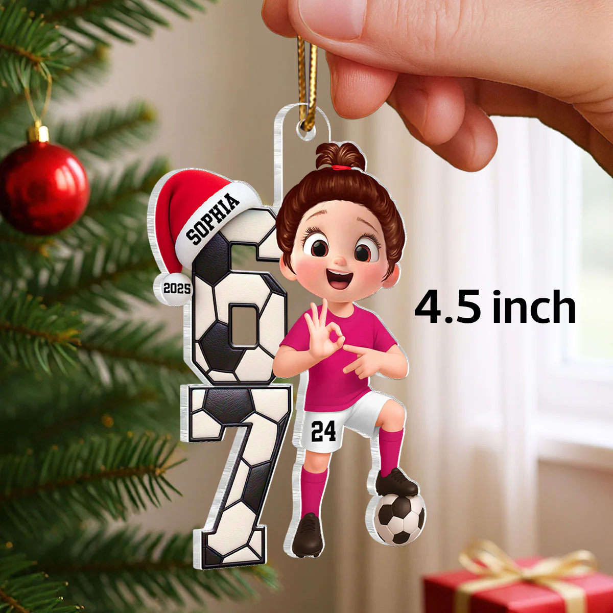 Soccer Boy and Girl Custom Six Seven 67 - Personalized Acrylic Ornament - Teen Slang Funny Tree Decor, Funny Teen Grandkid Gift - Image 2