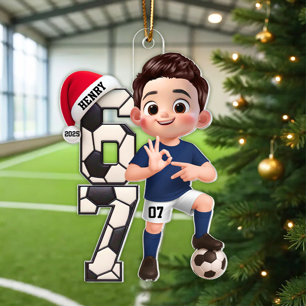 Soccer Boy and Girl Custom Six Seven 67 - Personalized Acrylic Ornament - Teen Slang Funny Tree Decor, Funny Teen Grandkid Gift - Image 4