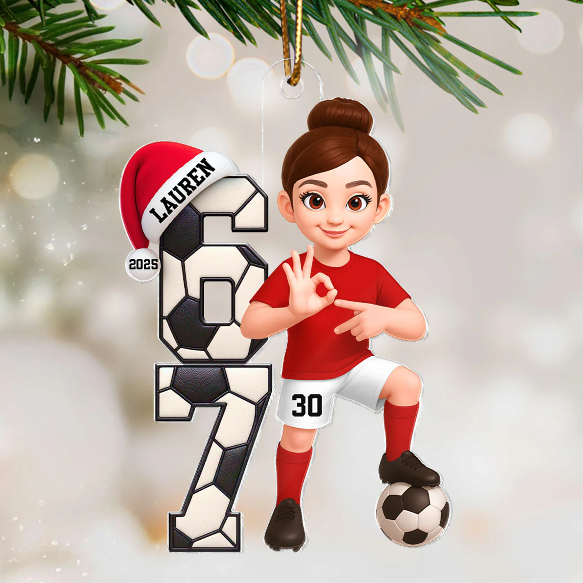 Soccer Boy and Girl Custom Six Seven 67 - Personalized Acrylic Ornament - Teen Slang Funny Tree Decor, Funny Teen Grandkid Gift - Image 5
