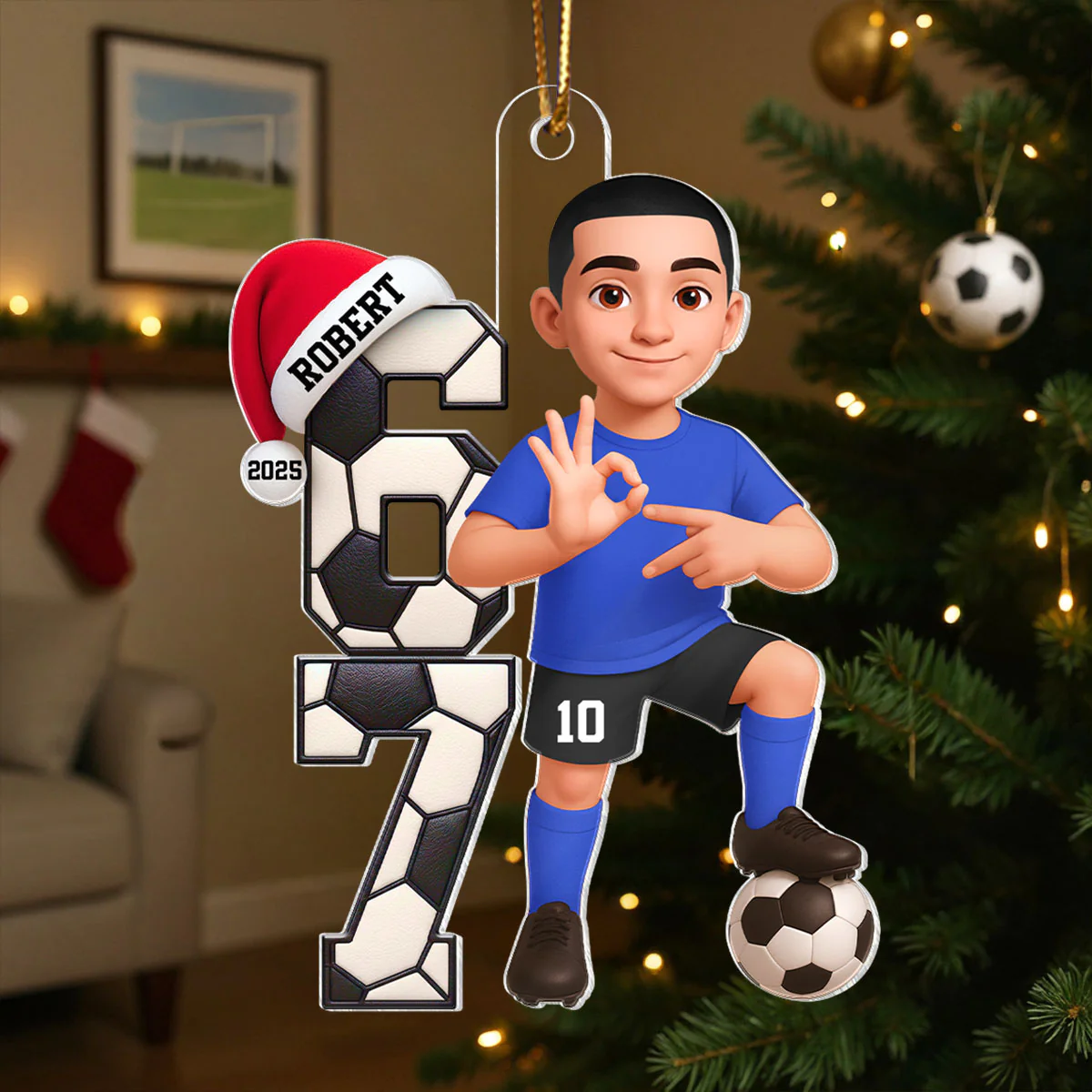 Soccer Boy and Girl Custom Six Seven 67 - Personalized Acrylic Ornament - Teen Slang Funny Tree Decor, Funny Teen Grandkid Gift - Image 6