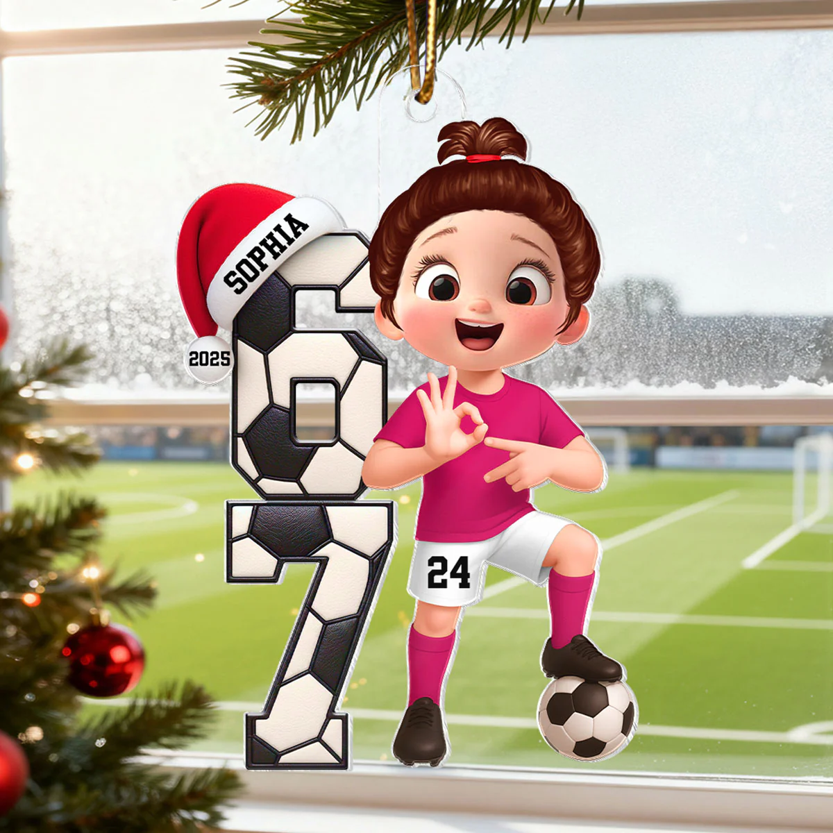 Soccer Boy and Girl Custom Six Seven 67 - Personalized Acrylic Ornament - Teen Slang Funny Tree Decor, Funny Teen Grandkid Gift - Image 7