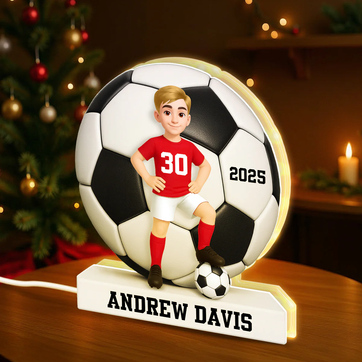 Soccer Boy Girl 3D Effect - Personalized Light Box - Christmas Gift for Teen Boy Girl Daughter Son - Image 2