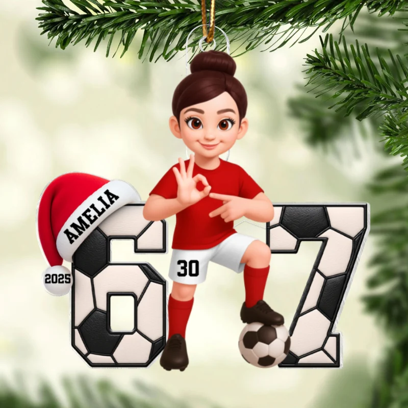 Soccer Boy Girl Custom Six Seven 67 - Personalized Acrylic Ornament - Teen Slang Funny Tree Decor, Funny Teen Grandkid Gift - Image 11