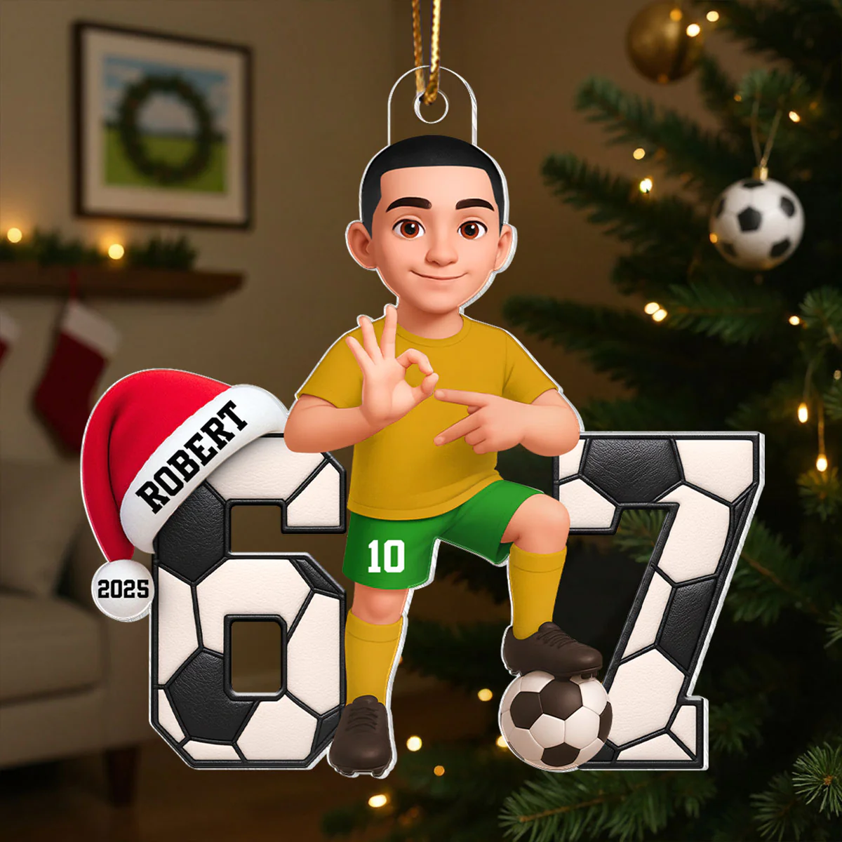 Soccer Boy Girl Custom Six Seven 67 - Personalized Acrylic Ornament - Teen Slang Funny Tree Decor, Funny Teen Grandkid Gift - Image 6