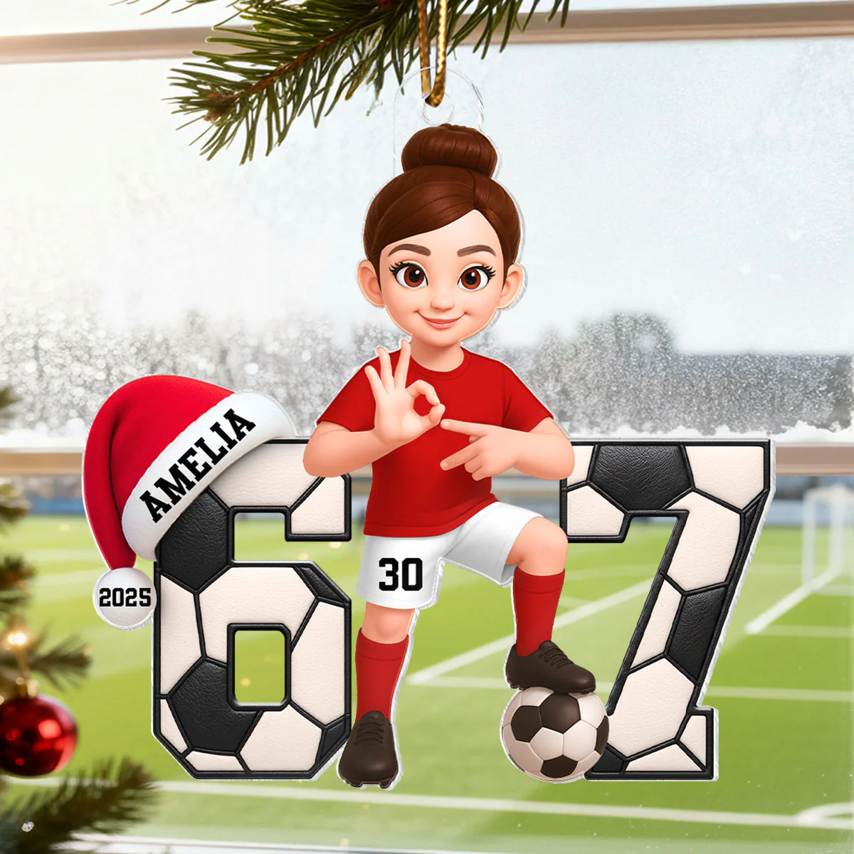 Soccer Boy Girl Custom Six Seven 67 - Personalized Acrylic Ornament - Teen Slang Funny Tree Decor, Funny Teen Grandkid Gift - Image 7