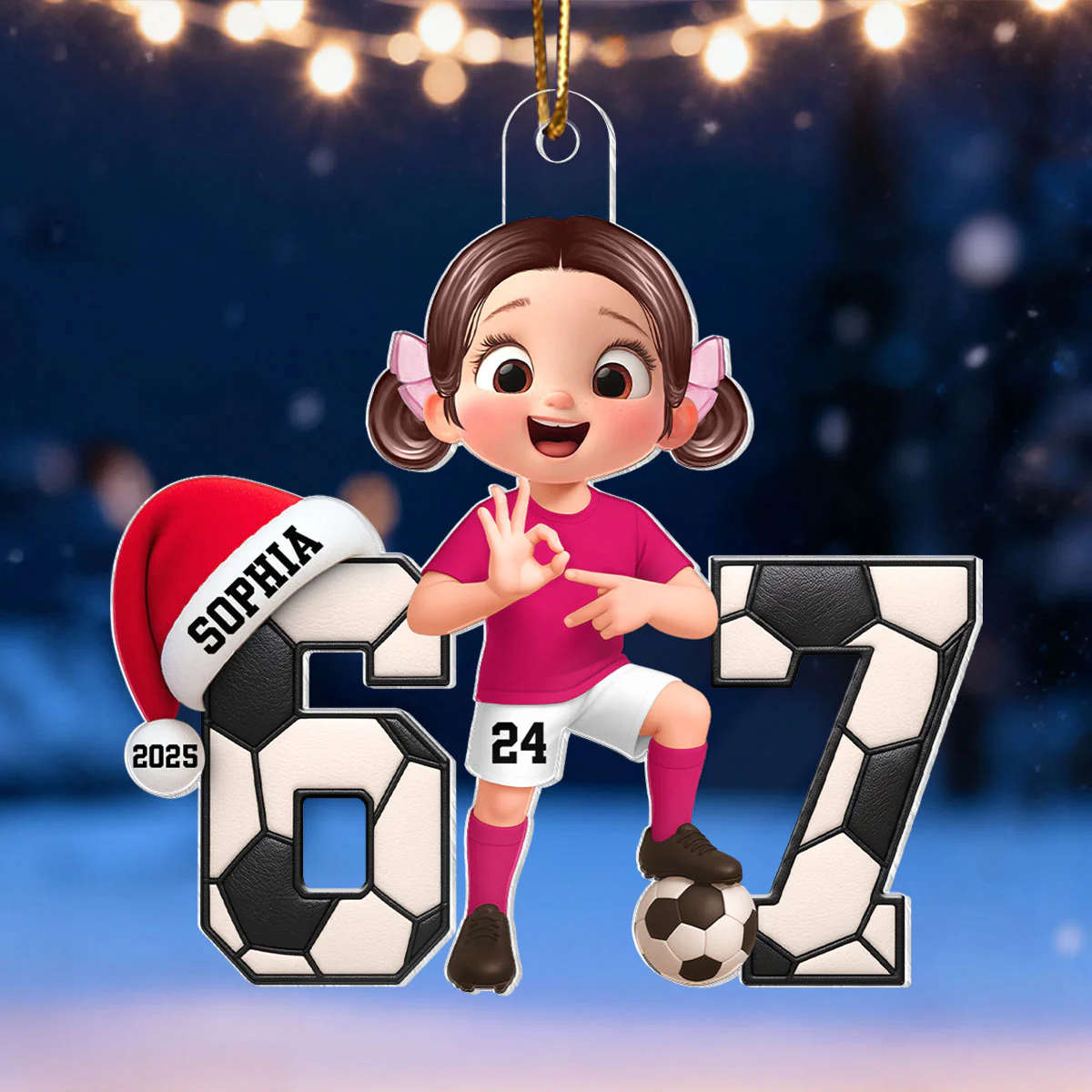 Soccer Boy Girl Custom Six Seven 67 - Personalized Acrylic Ornament - Teen Slang Funny Tree Decor, Funny Teen Grandkid Gift - Image 8