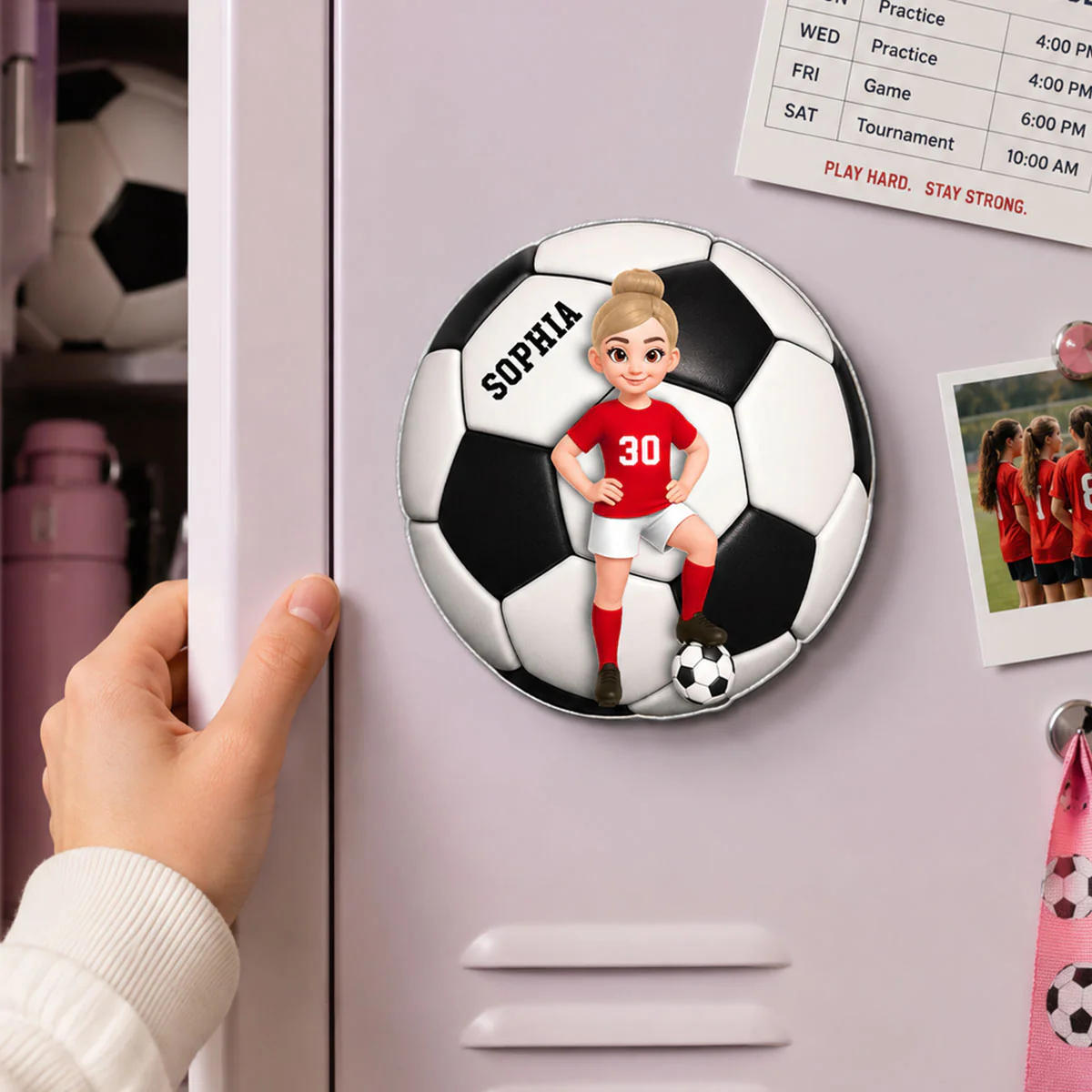 Soccer Boy & Girl - Personalized Acrylic Locker Magnet - Back To School Gift For Daughters, Sons, Grandkids, Teenagers - Image 3