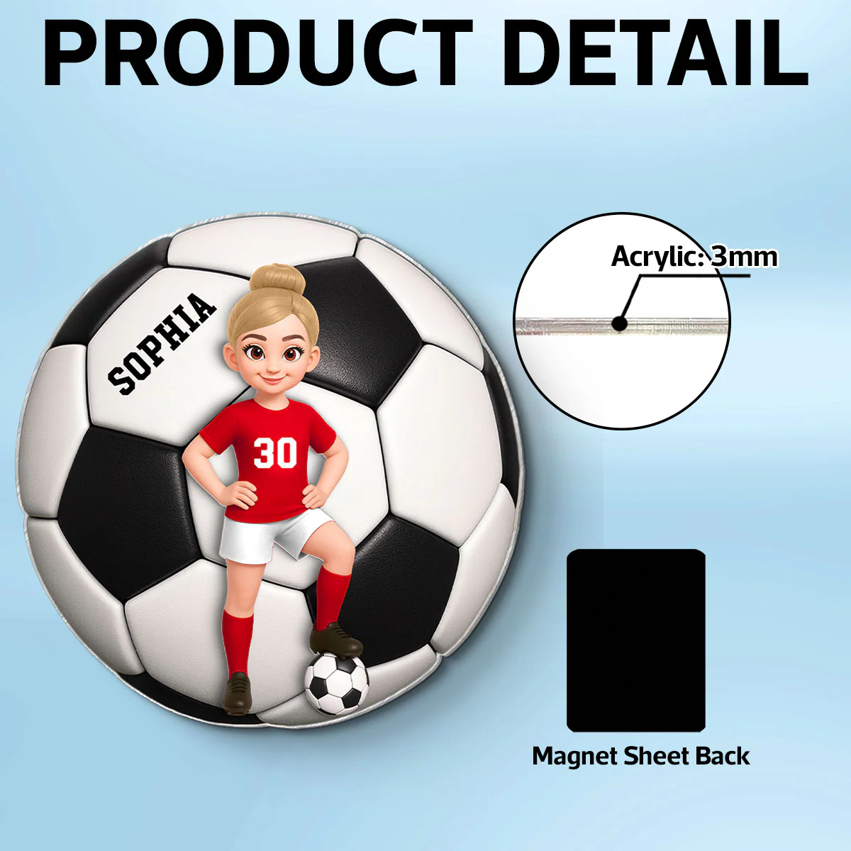 Soccer Boy & Girl - Personalized Acrylic Locker Magnet - Back To School Gift For Daughters, Sons, Grandkids, Teenagers - Image 5