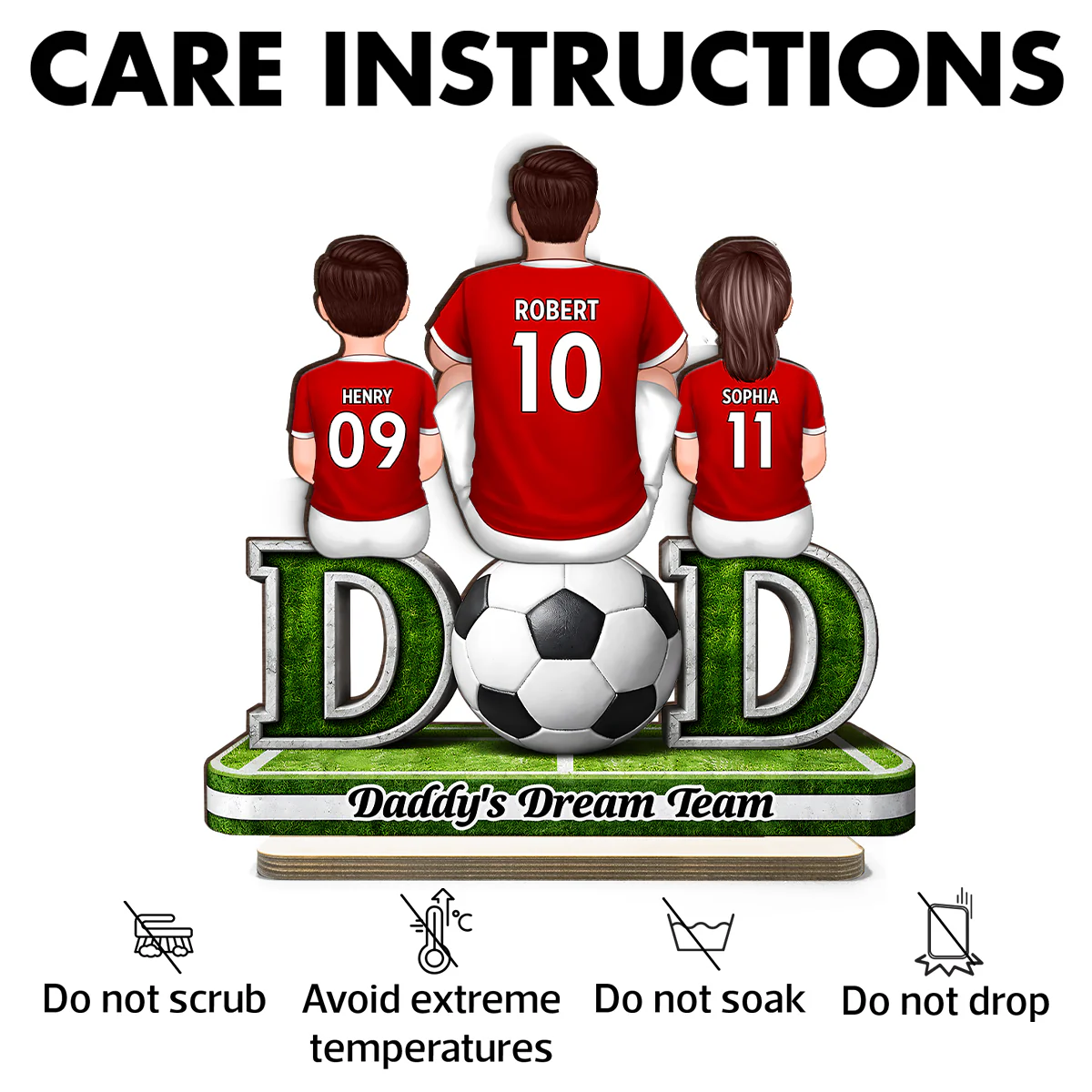 Soccer Dad And Kids Sitting Together - Personalized 2-Layered Wooden Plaque - Heartfelt Gift For Soccer Dad, Gift For Husband - Image 7