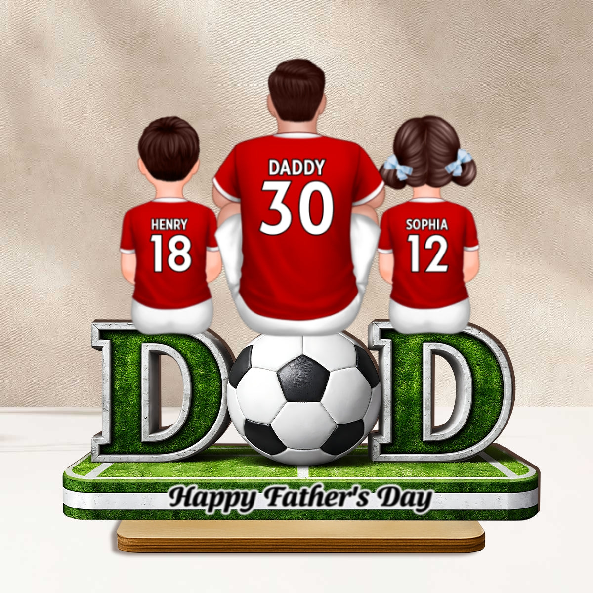 Soccer Dad And Kids Sitting Together - Personalized 2-Layered Wooden Plaque - Heartfelt Gift For Soccer Dad, Gift For Husband - Image 9