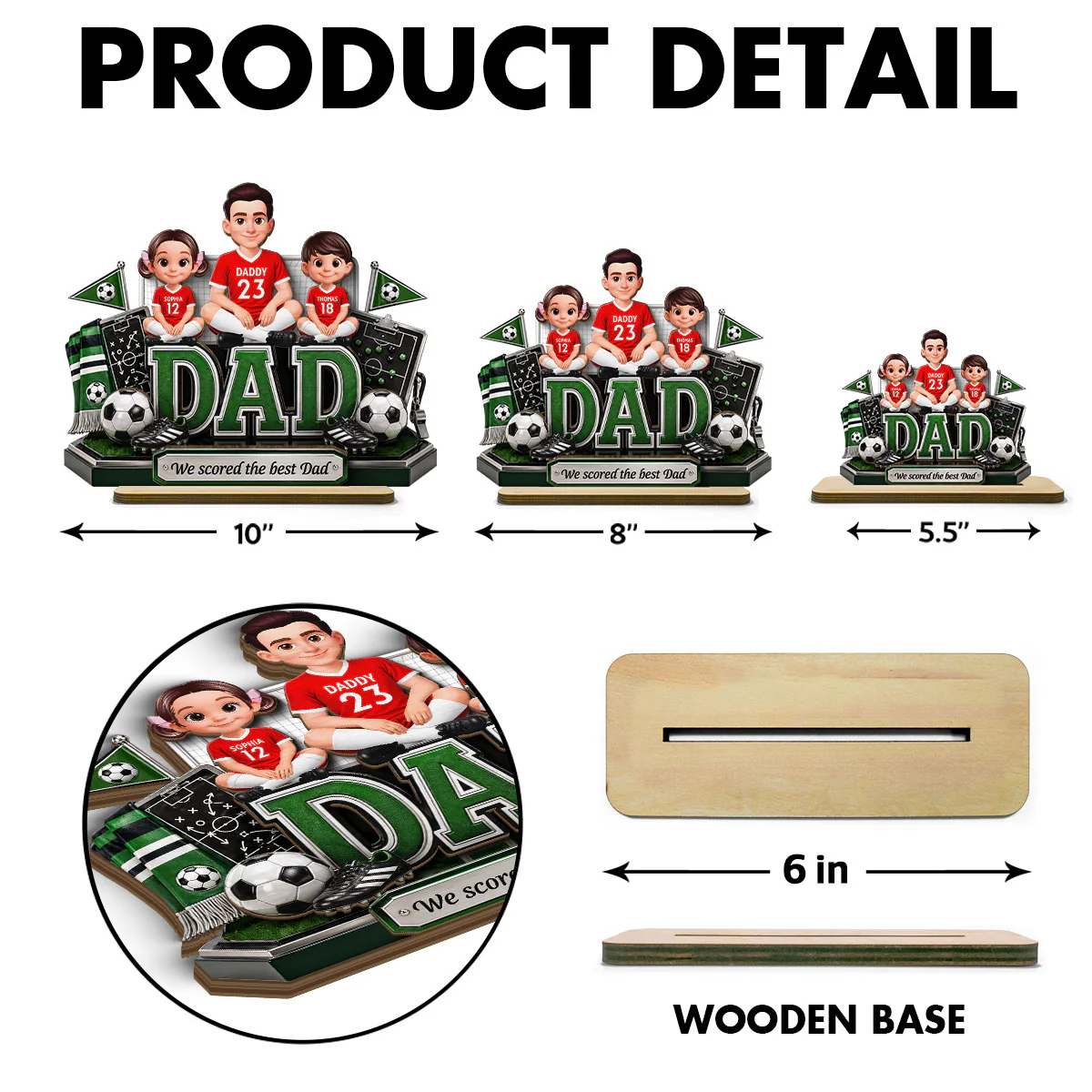 Soccer Dad Kids We Scored The Best Dad - Personalized 2-Layered Wooden Plaque - Heartfelt Gift For Soccer Dad, Gift For Husband - Image 6