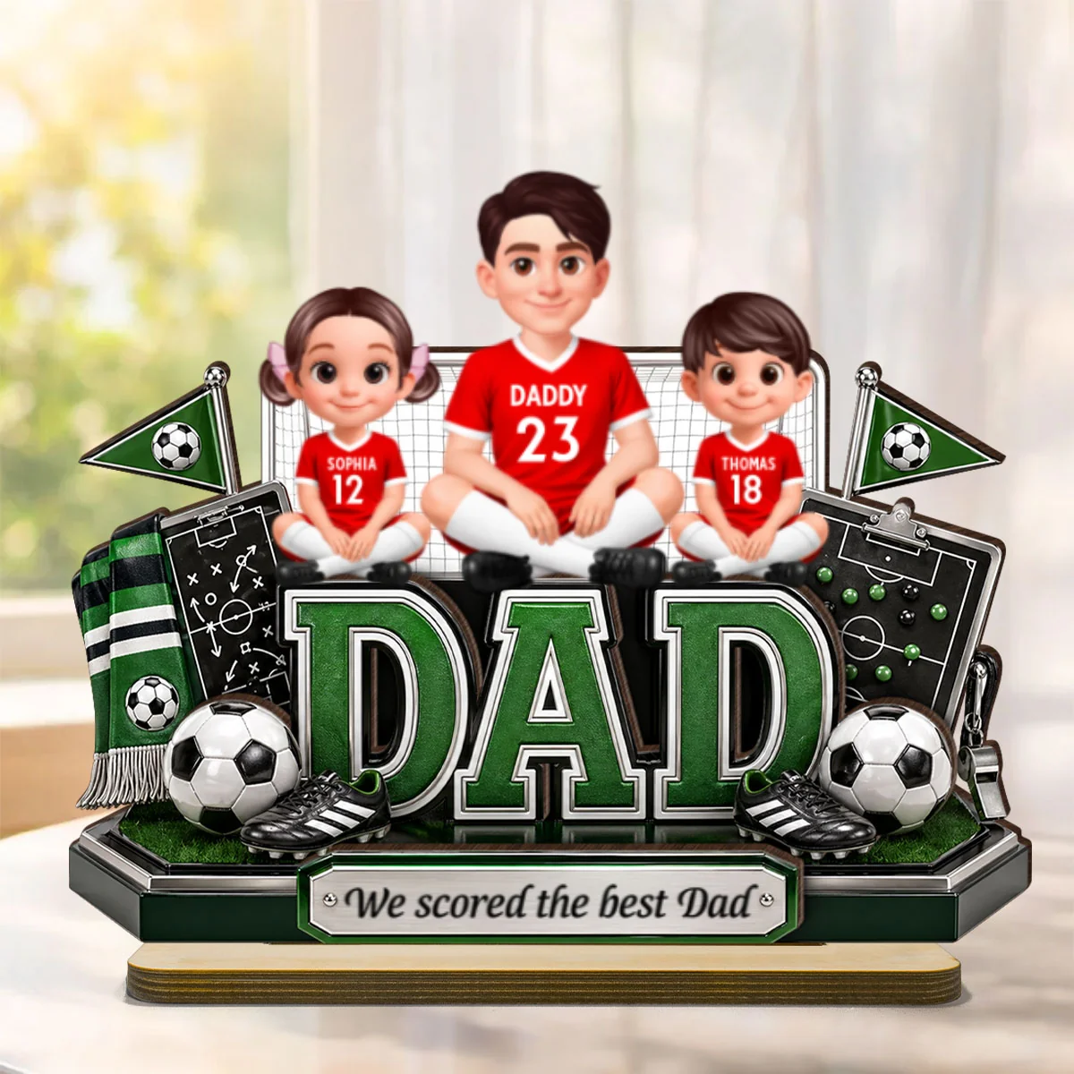 Soccer Dad Kids We Scored The Best Dad - Personalized 2-Layered Wooden Plaque - Heartfelt Gift For Soccer Dad, Gift For Husband - Image 8