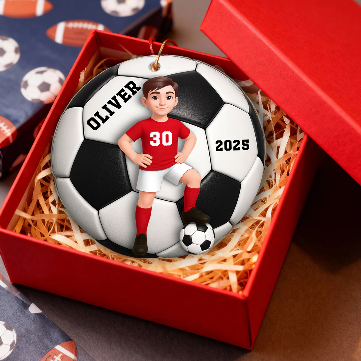 Soccer Girl Boy 3D Effect - Personalized Acrylic Ornament - Image 7