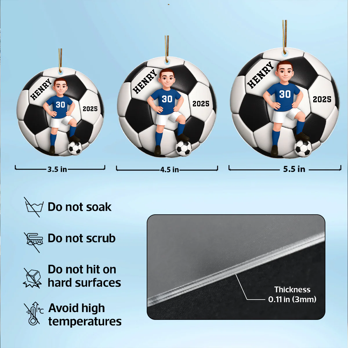 Soccer Girl Boy 3D Effect - Personalized Acrylic Ornament - Christmas Gift For Daughter, Gift For Son - Image 11