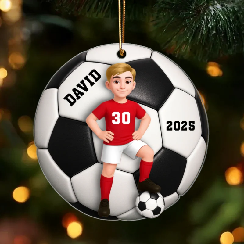 Soccer Girl Boy 3D Effect - Personalized Acrylic Ornament - Christmas Gift For Daughter, Gift For Son - Image 12