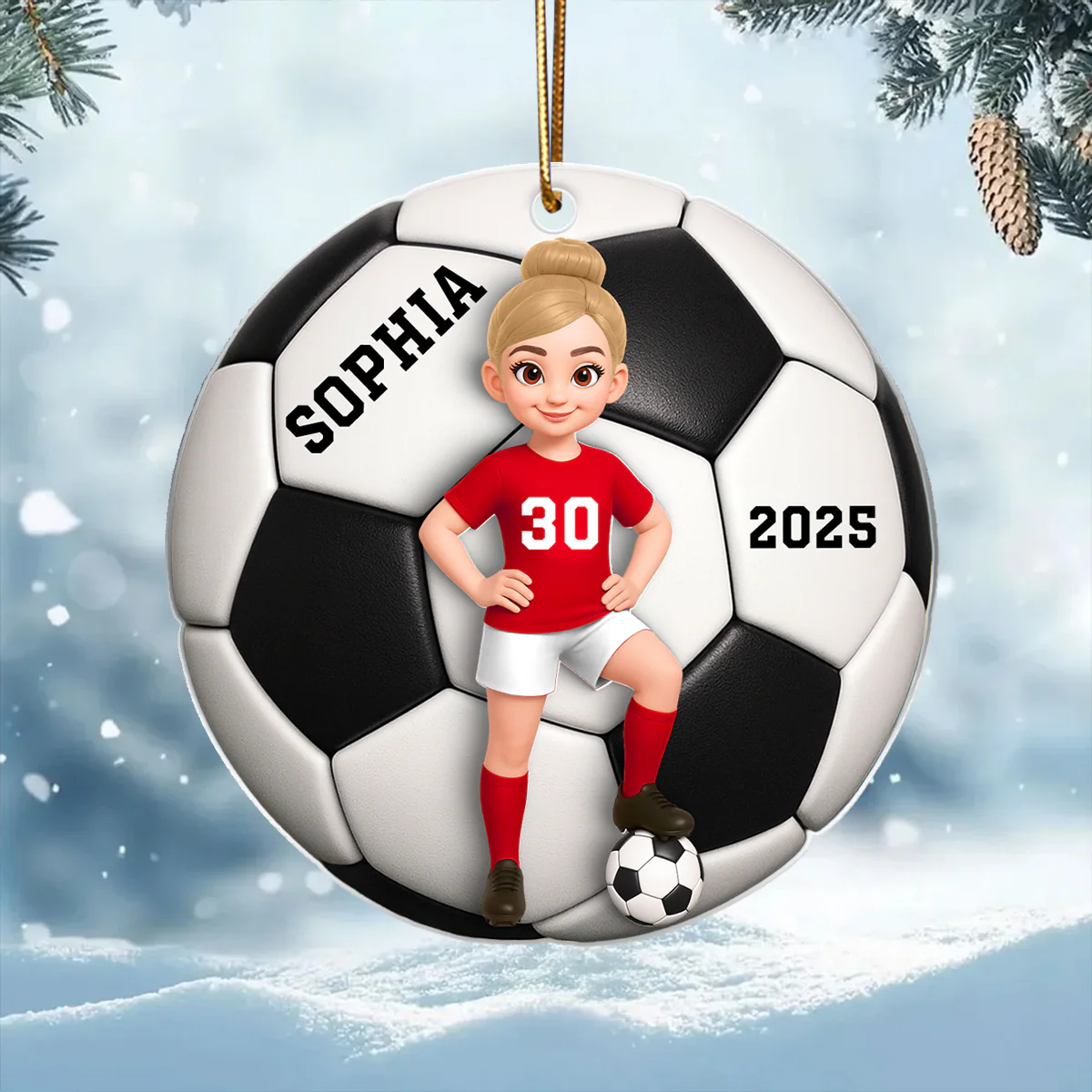 Soccer Girl Boy 3D Effect - Personalized Acrylic Ornament - Christmas Gift For Daughter, Gift For Son - Image 4