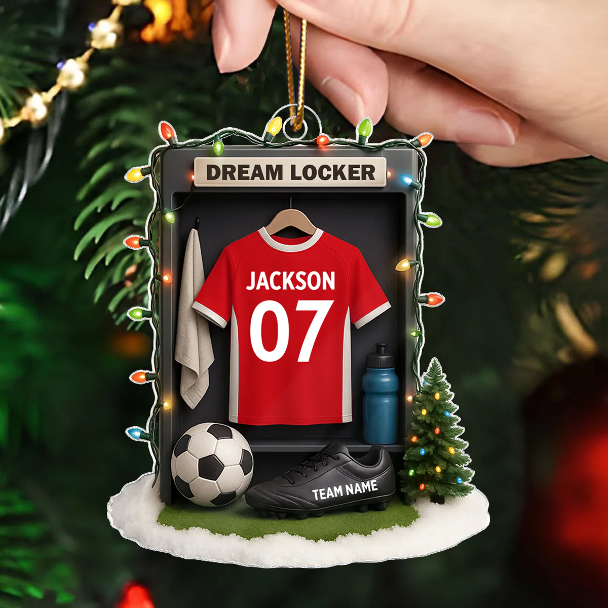 Soccer Jersey Dream Locker Festive Vibe - Personalized Acrylic Ornament - Christmas Gift for Sons, Daughters, Grandkids - Image 10