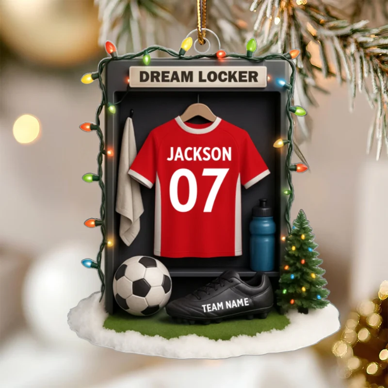 Soccer Jersey Dream Locker Festive Vibe - Personalized Acrylic Ornament - Christmas Gift for Sons, Daughters, Grandkids - Image 12
