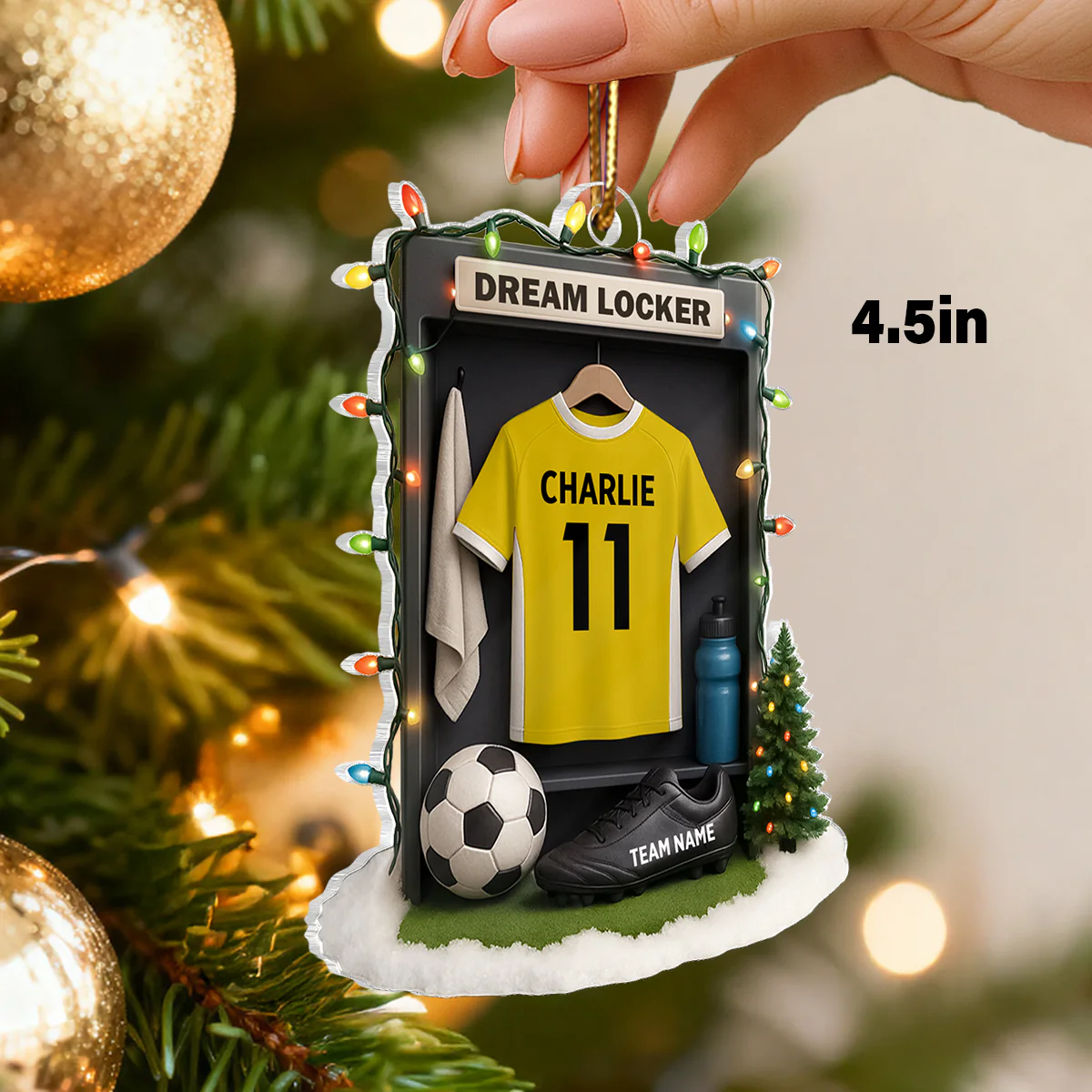 Soccer Jersey Dream Locker Festive Vibe - Personalized Acrylic Ornament - Christmas Gift for Sons, Daughters, Grandkids - Image 2