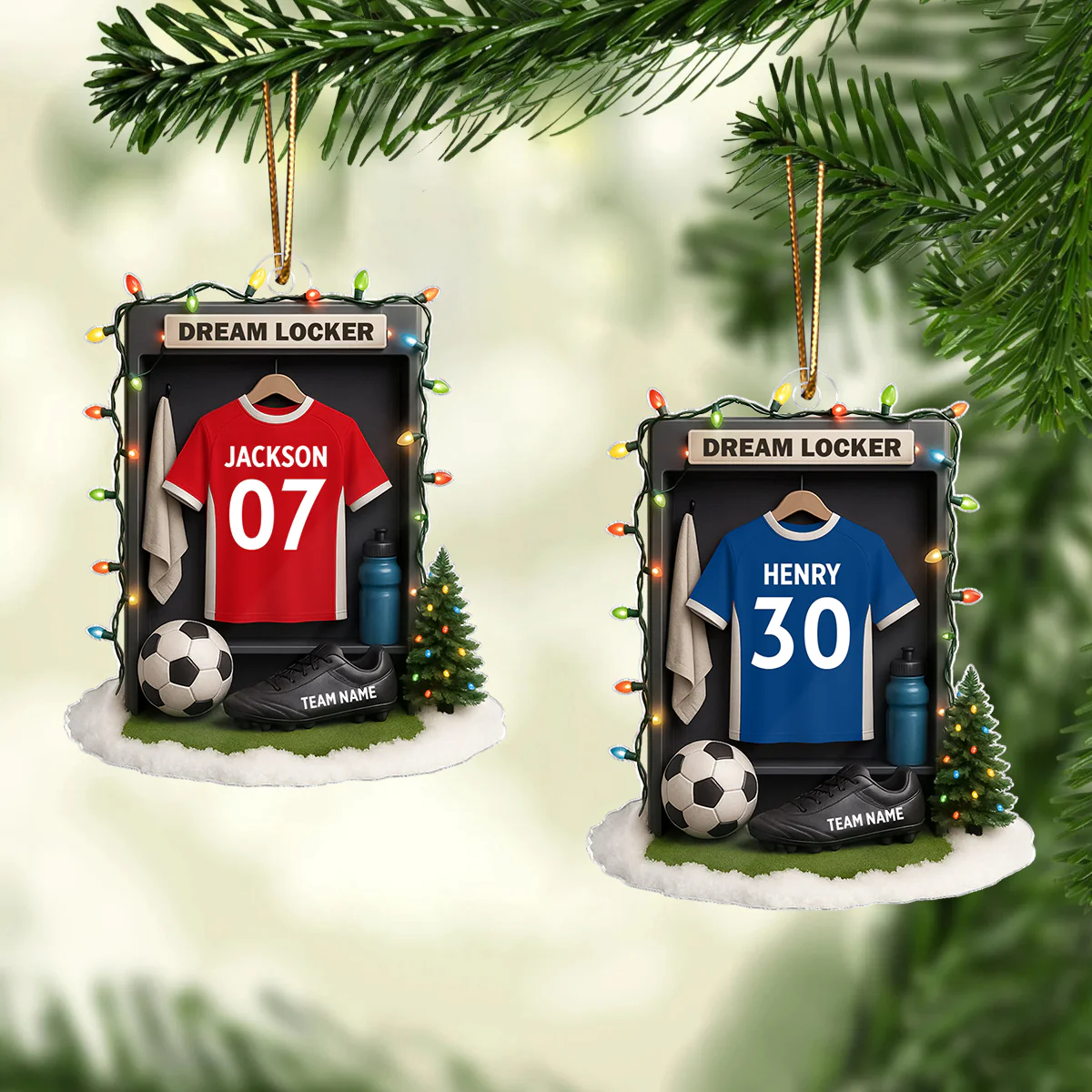 Soccer Jersey Dream Locker Festive Vibe - Personalized Acrylic Ornament - Christmas Gift for Sons, Daughters, Grandkids - Image 3