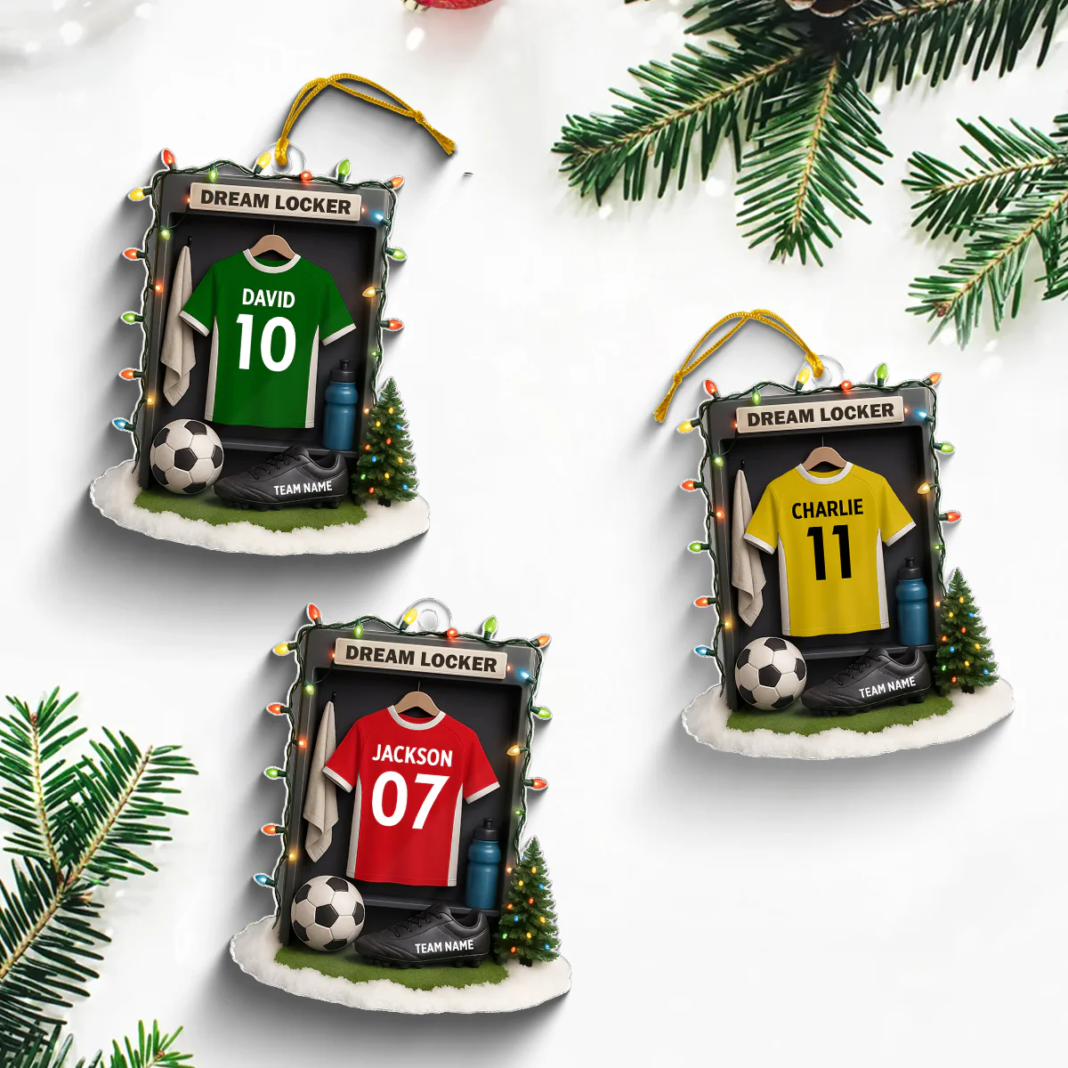Soccer Jersey Dream Locker Festive Vibe - Personalized Acrylic Ornament - Christmas Gift for Sons, Daughters, Grandkids - Image 6