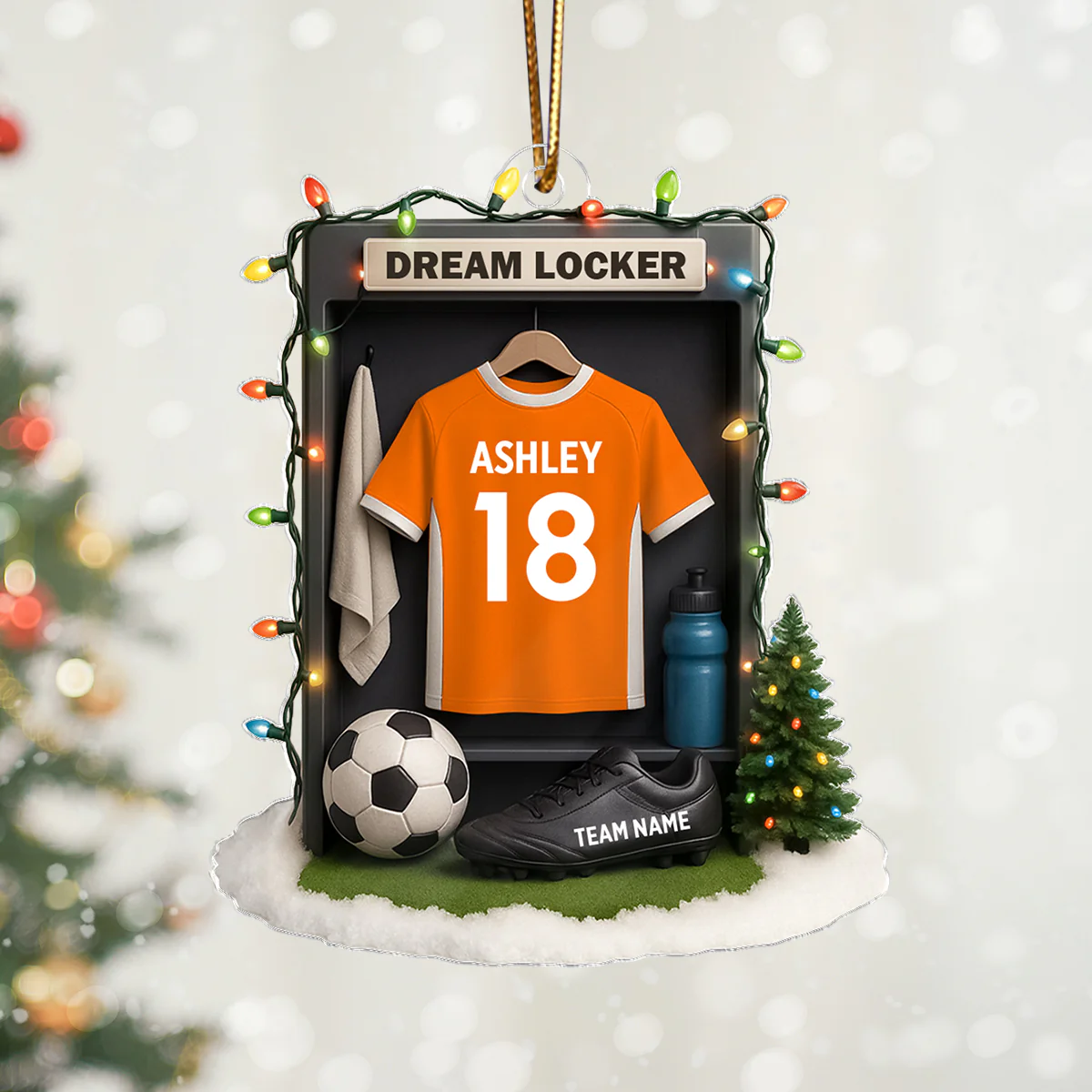 Soccer Jersey Dream Locker Festive Vibe - Personalized Acrylic Ornament - Christmas Gift for Sons, Daughters, Grandkids - Image 8