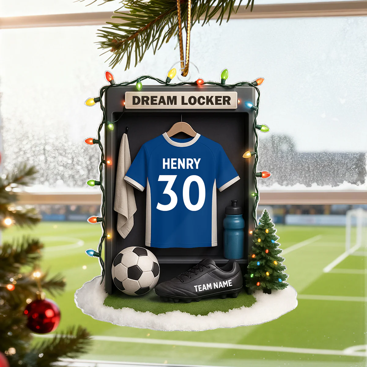 Soccer Jersey Dream Locker Festive Vibe - Personalized Acrylic Ornament - Christmas Gift for Sons, Daughters, Grandkids - Image 9