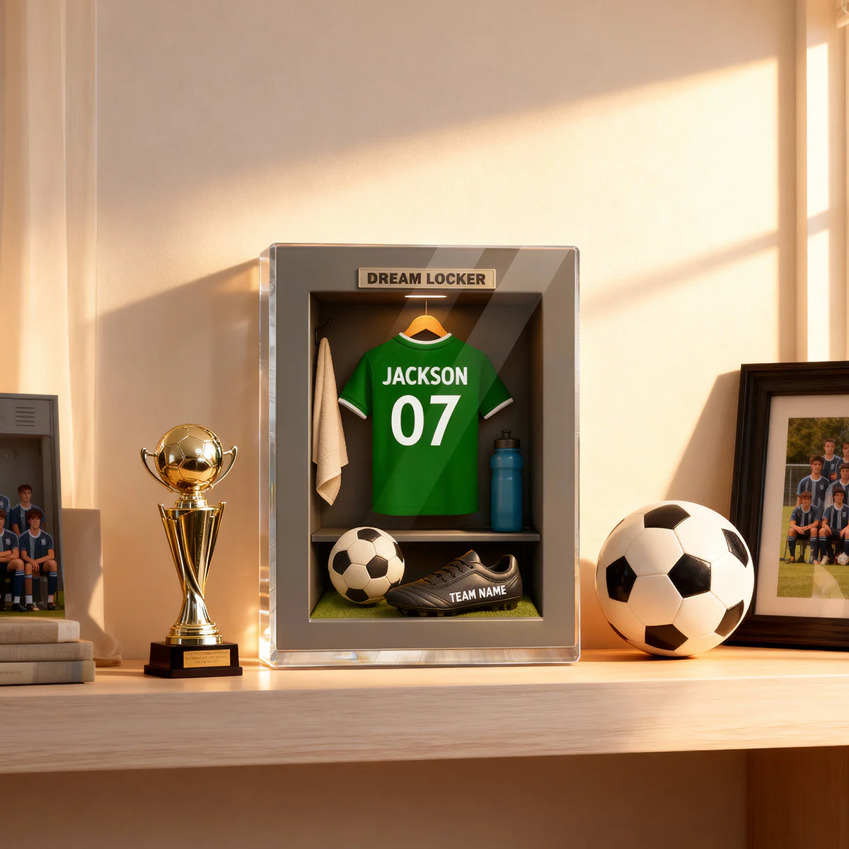 Soccer Jersey Dream Locker - Personalized Acrylic Block Plaque - Christmas Gift for Sons, Grandsons, Boyfriends - Image 2