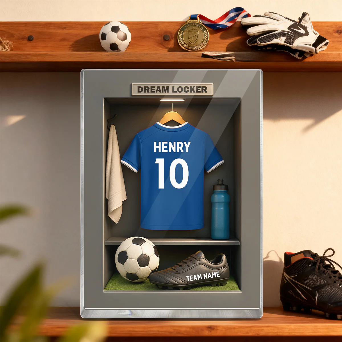 Soccer Jersey Dream Locker - Personalized Acrylic Block Plaque - Christmas Gift for Sons, Grandsons, Boyfriends - Image 3