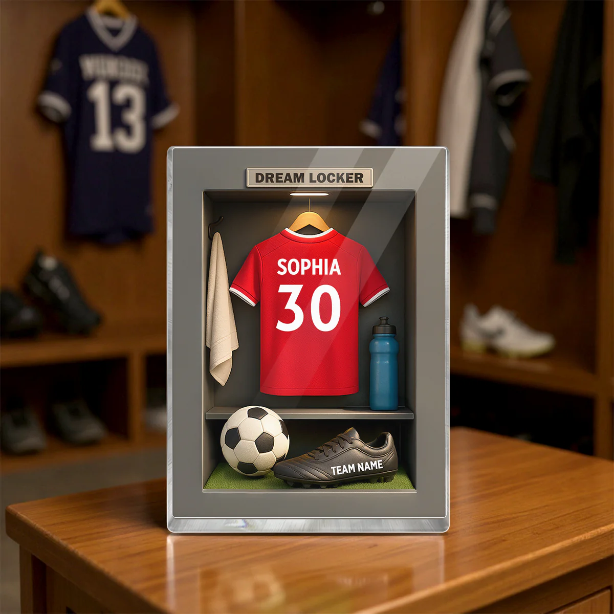 Soccer Jersey Dream Locker - Personalized Acrylic Block Plaque - Christmas Gift for Sons, Grandsons, Boyfriends - Image 5