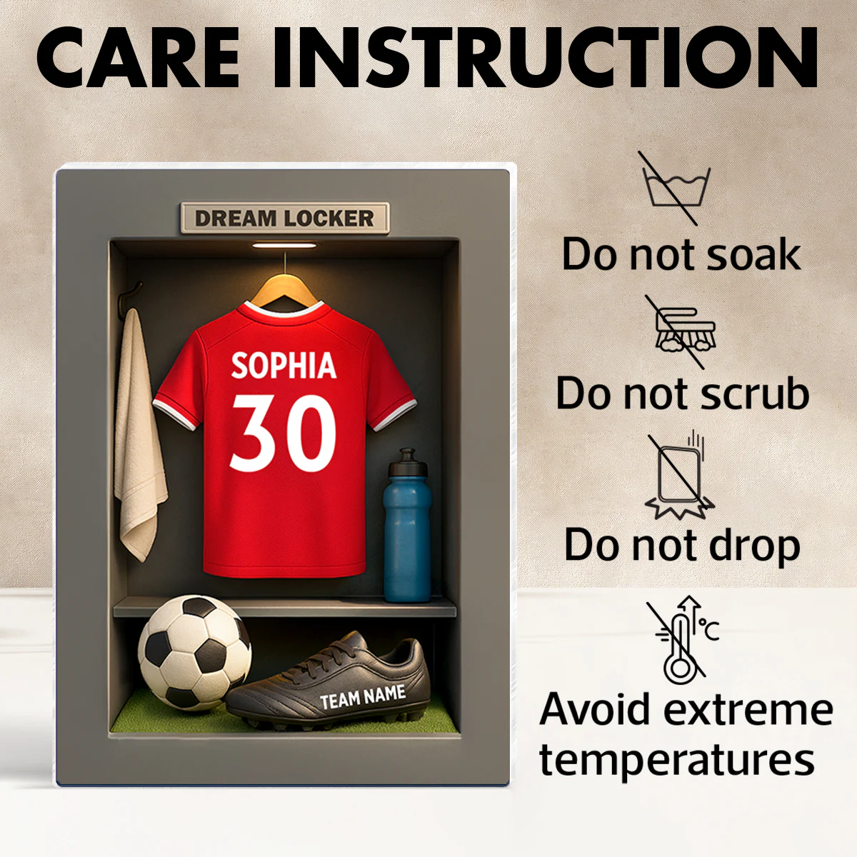 Soccer Jersey Dream Locker - Personalized Acrylic Block Plaque - Christmas Gift for Sons, Grandsons, Boyfriends - Image 8