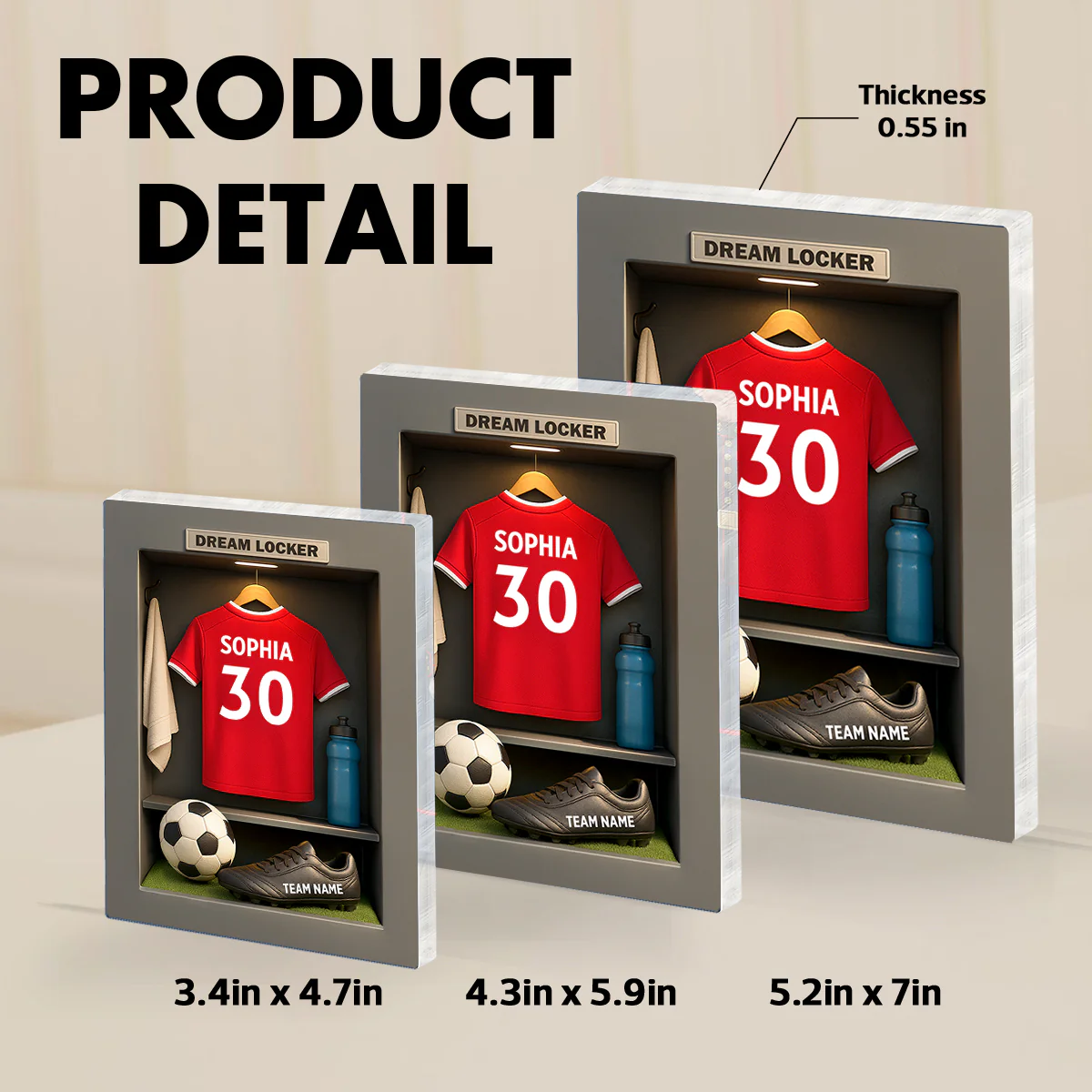 Soccer Jersey Dream Locker - Personalized Acrylic Block Plaque - Christmas Gift for Sons, Grandsons, Boyfriends - Image 9