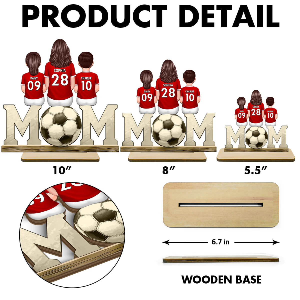 Soccer Mom And Kids - Personalized 2-Layered Wooden Plaque - Gift for Mom, Gift for Grandma, Gift for Wife - Image 10