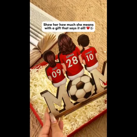 Soccer Mom And Kids - Personalized 2-Layered Wooden Plaque - Gift for Mom, Gift for Grandma, Gift for Wife - Image 2
