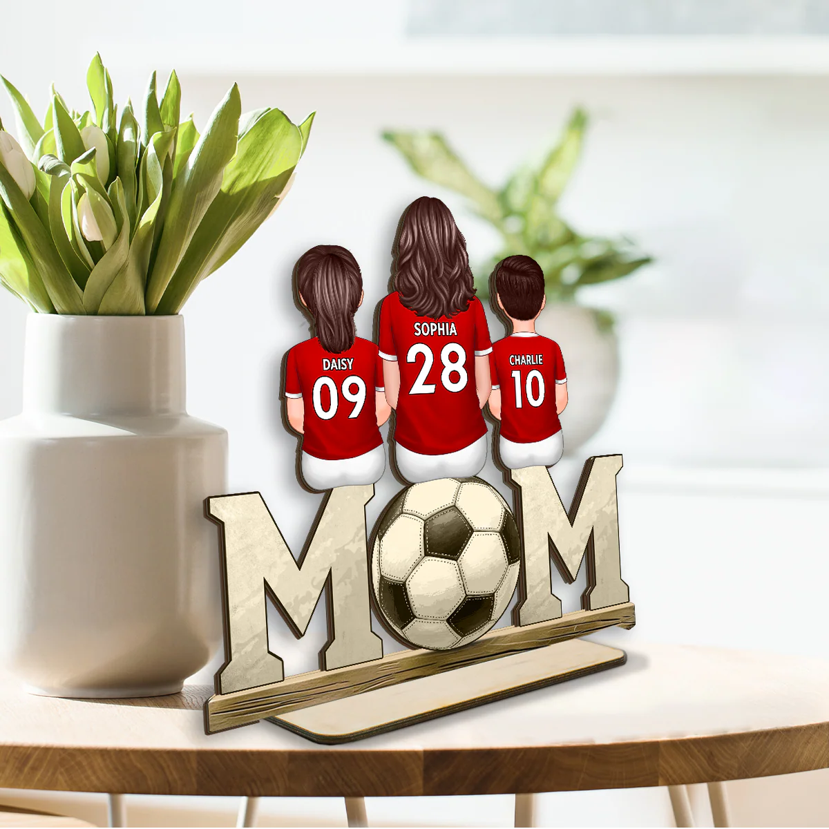 Soccer Mom And Kids - Personalized 2-Layered Wooden Plaque - Gift for Mom, Gift for Grandma, Gift for Wife - Image 3