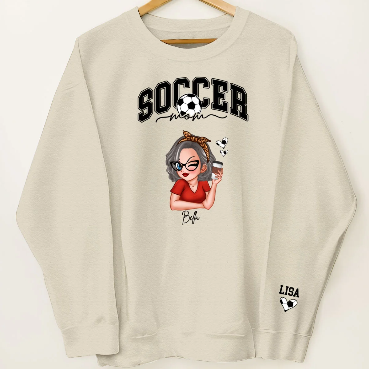 Soccer Mom Kids Name On Sleeve Personalized Sweatshirt, Perfect Gift For Soccer Mom - Image 8