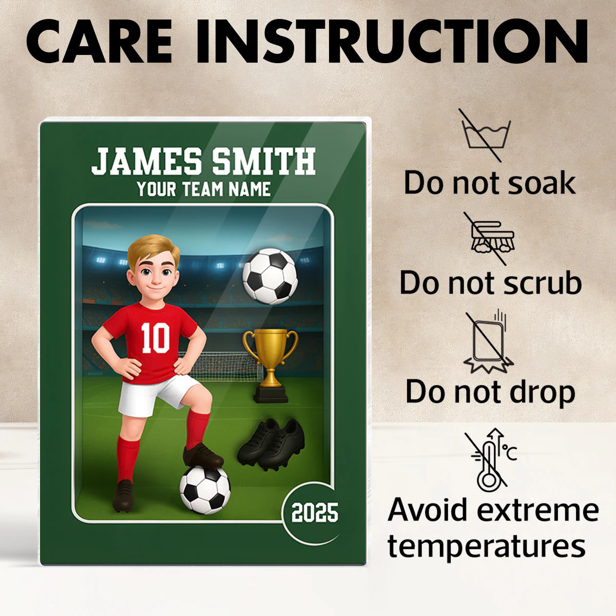 Soccer Player Toy Box Action Figure 3D Effect - Personalized Acrylic Block - Image 10
