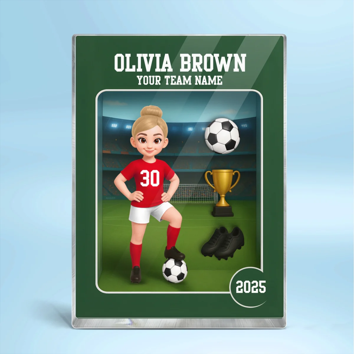 Soccer Player Toy Box Action Figure 3D Effect - Personalized Acrylic Block - Image 12