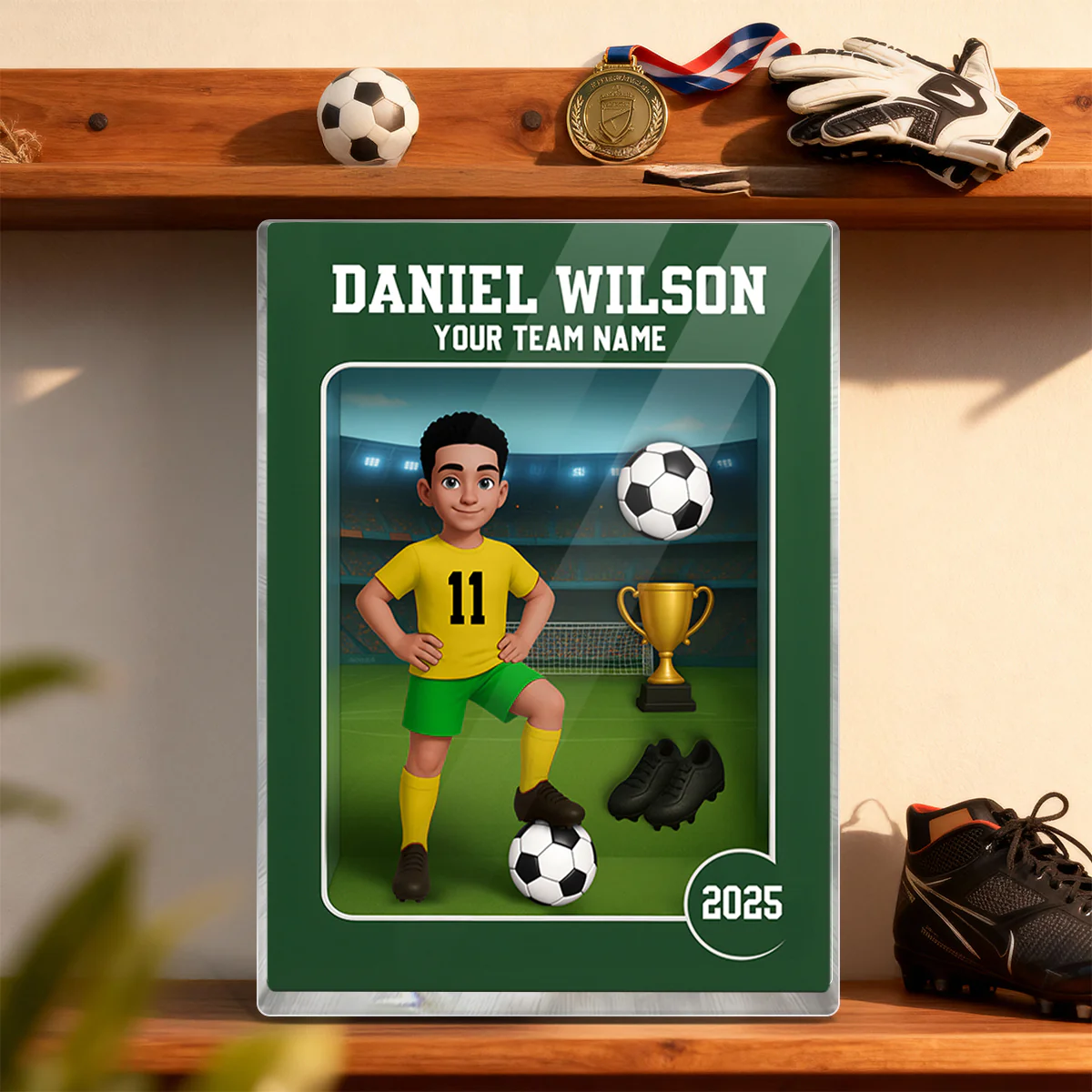 Soccer Player Toy Box Action Figure 3D Effect - Personalized Acrylic Block - Image 2