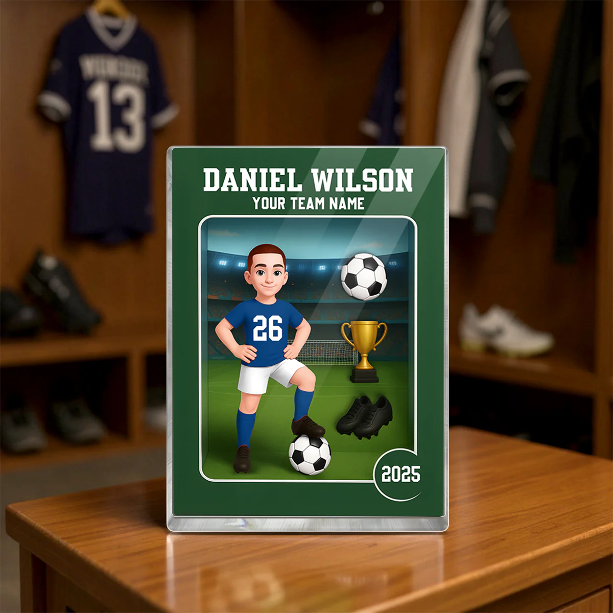 Soccer Player Toy Box Action Figure 3D Effect - Personalized Acrylic Block - Image 3