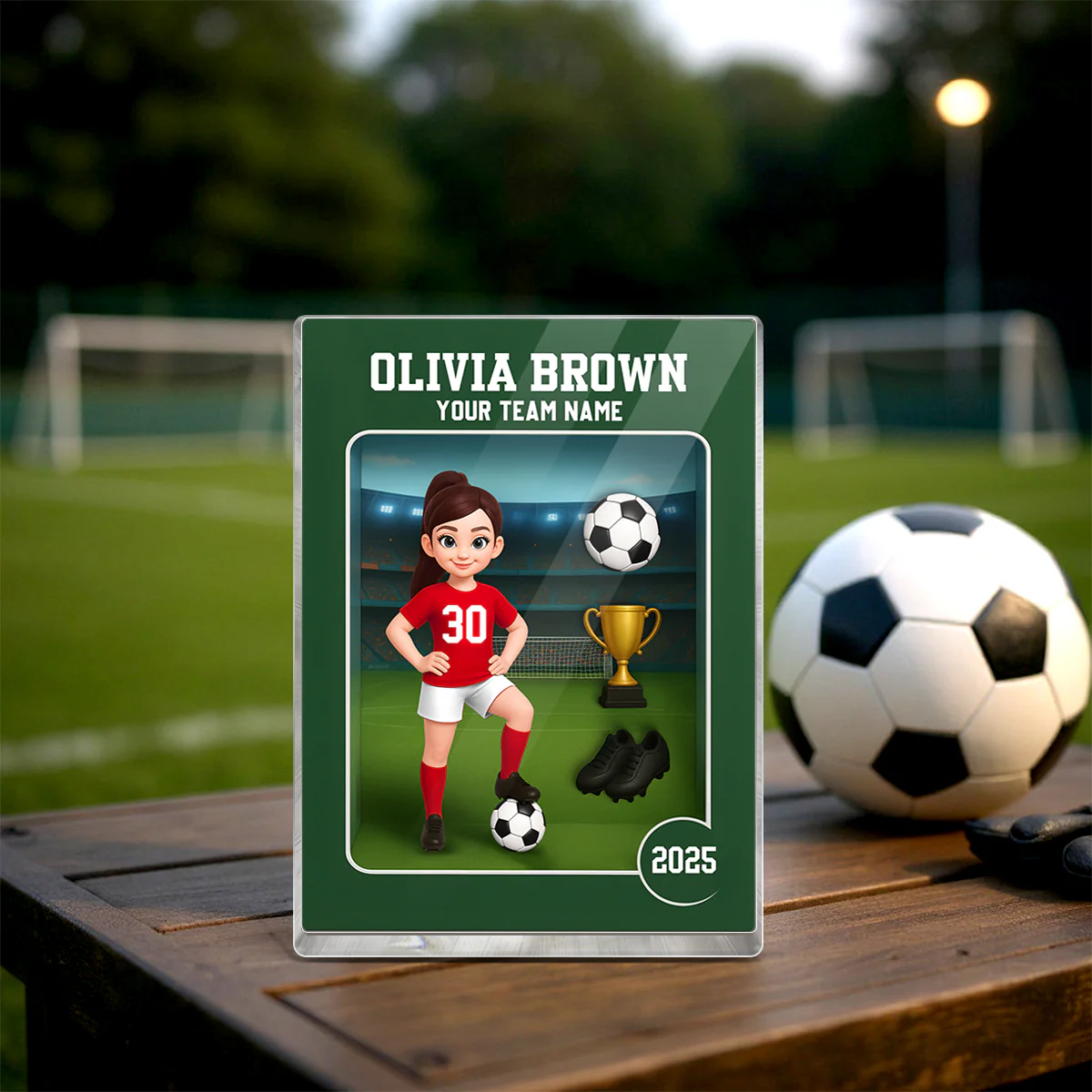 Soccer Player Toy Box Action Figure 3D Effect - Personalized Acrylic Block - Image 4