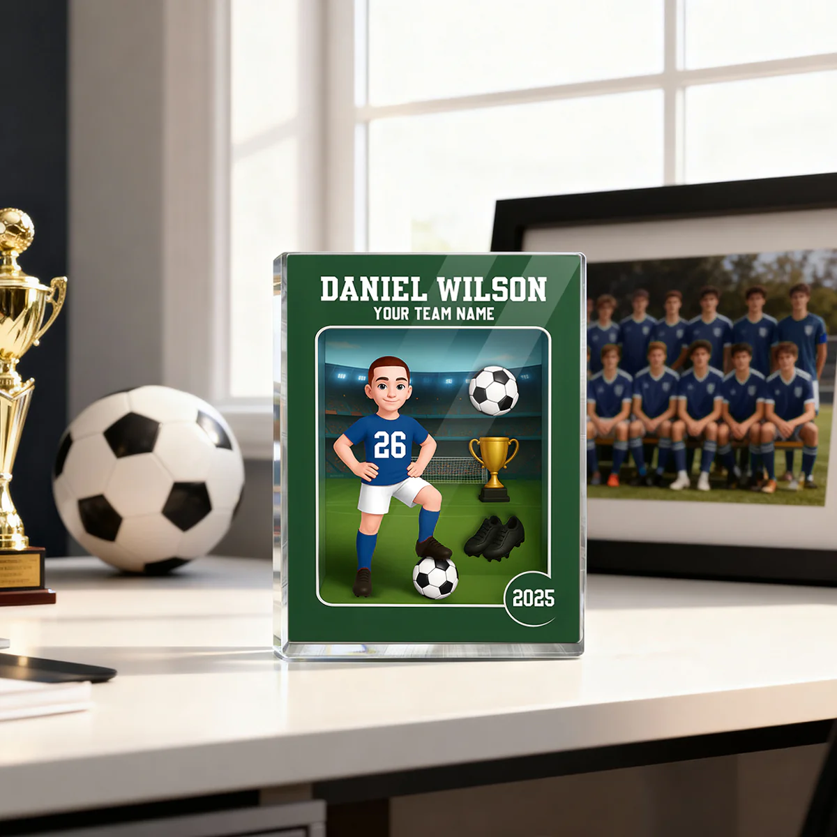 Soccer Player Toy Box Action Figure 3D Effect - Personalized Acrylic Block - Image 5