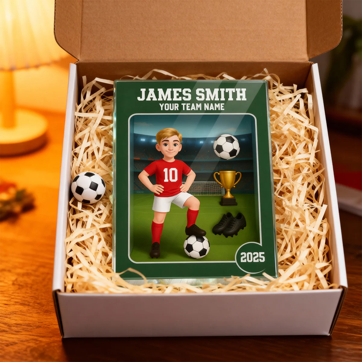 Soccer Player Toy Box Action Figure 3D Effect - Personalized Acrylic Block - Image 6
