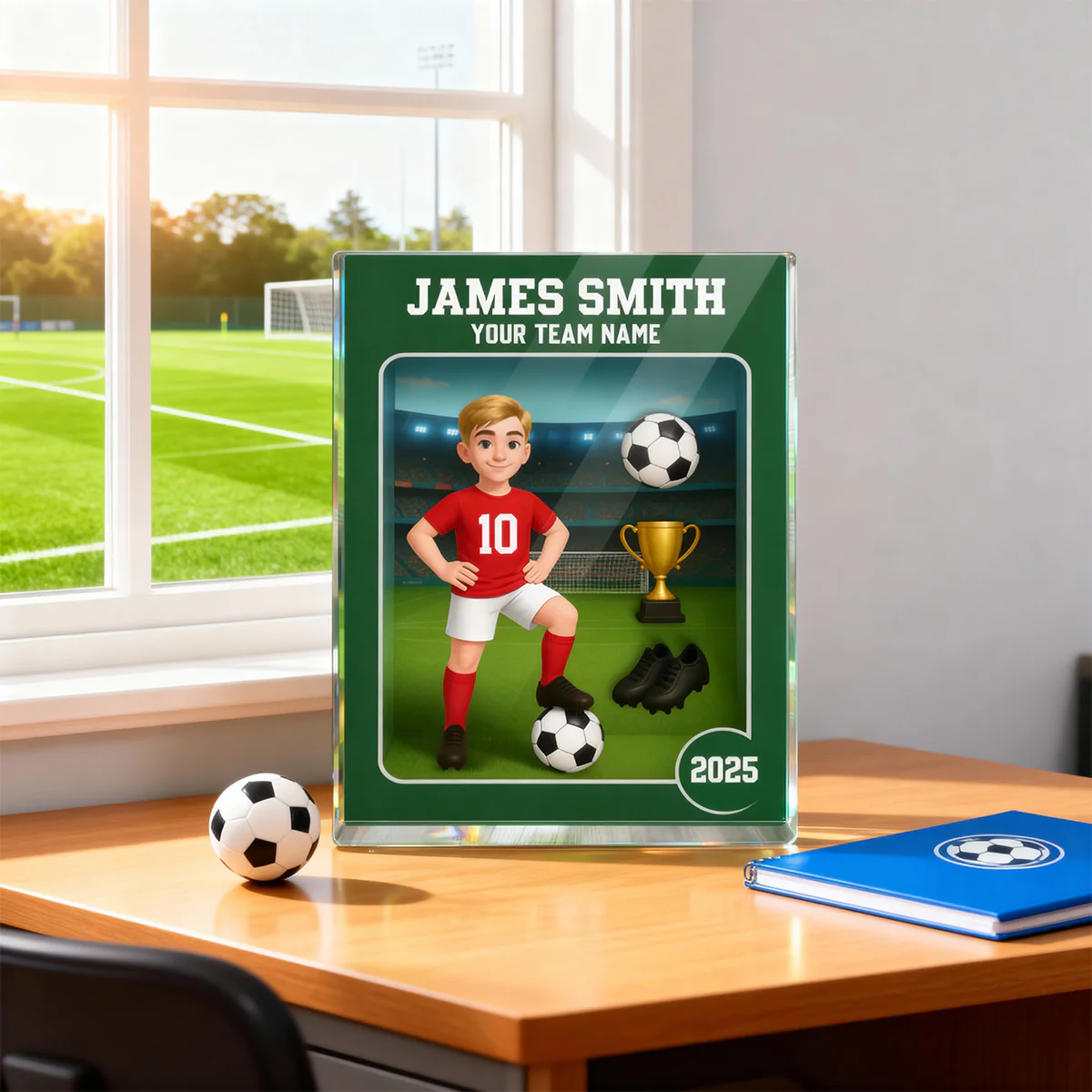 Soccer Player Toy Box Action Figure 3D Effect - Personalized Acrylic Block - Image 7