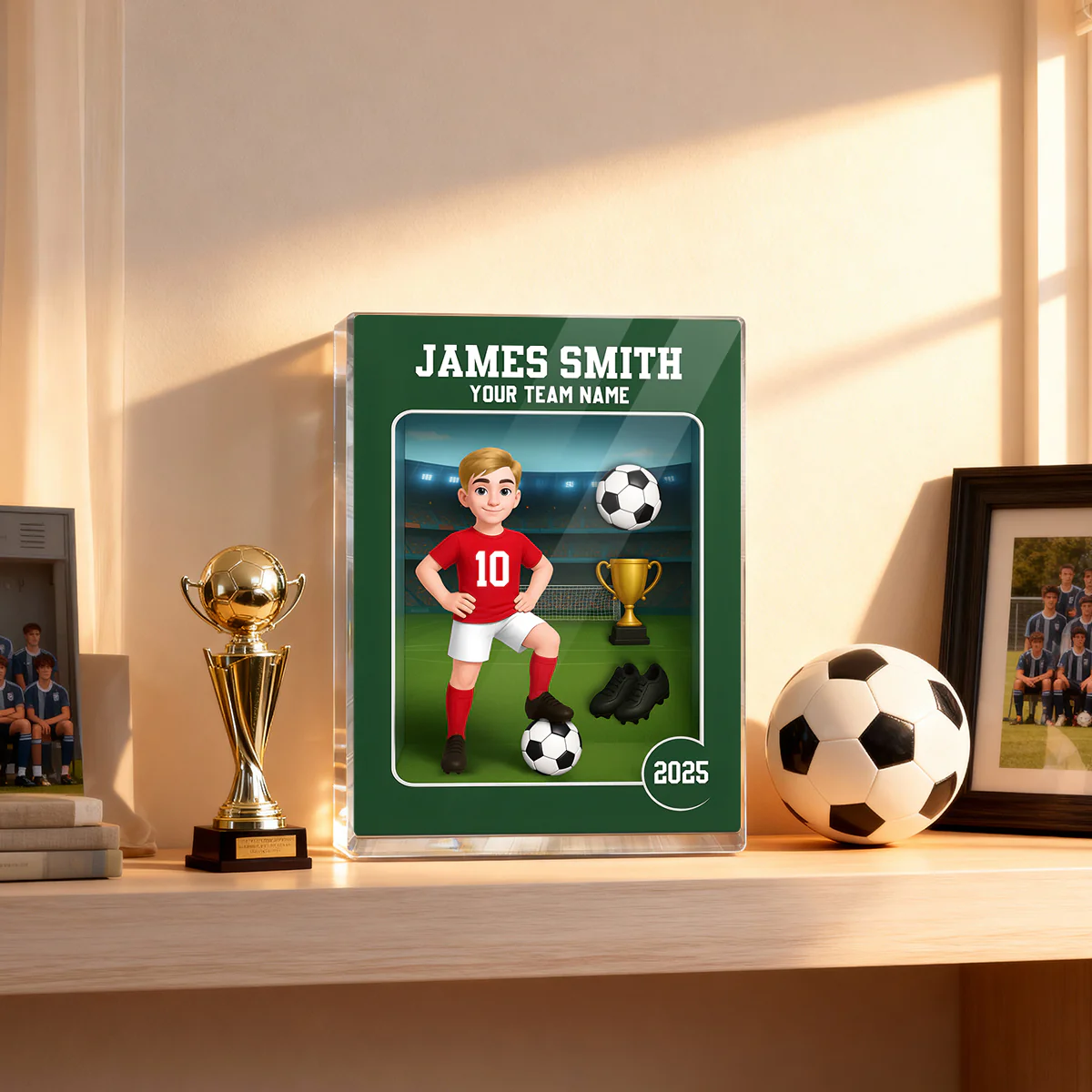 Soccer Player Toy Box Action Figure 3D Effect - Personalized Acrylic Block - Image 8